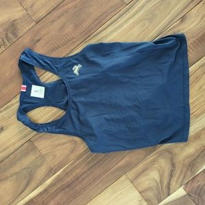 Tracksmith navy twilight crop tank